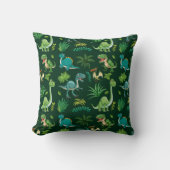Green Dinosaur Print Decorative Pillow クッション (正面)