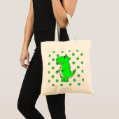 Green Dinosaur Red Blue Polka Dots  Tote Bag トートバッグ (正面(商品))