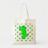 Green Dinosaur Red Blue Polka Dots  Tote Bag トートバッグ (正面)
