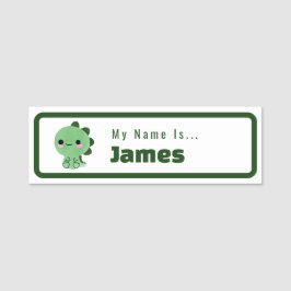 Green Dinosaur Themed Student Name Tag 名札