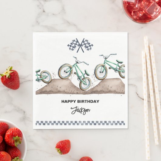 Green Dirt Bike BMX party スタンダードランチョンナプキン (インサイチュ)