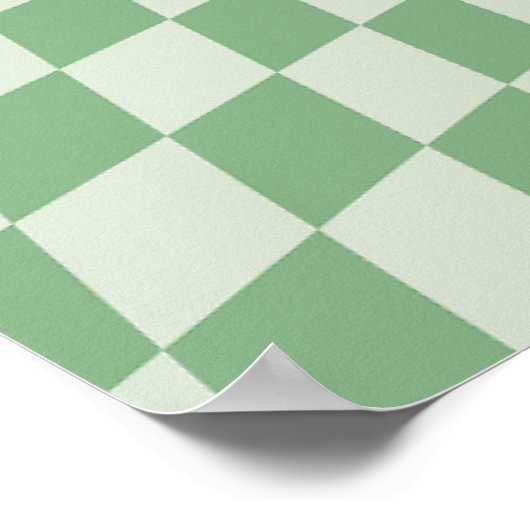 Green Distorted Checkerboard Pattern ポスター (角)