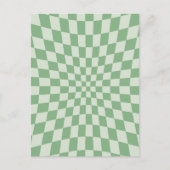 Green Distorted Checkerboard Pattern ポストカード (正面)