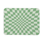 Green Distorted Checkerboard Pattern マグネット (横)