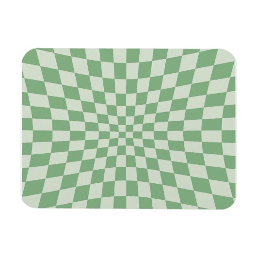 Green Distorted Checkerboard Pattern マグネット (横)