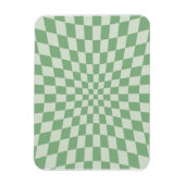 Green Distorted Checkerboard Pattern マグネット (縦)
