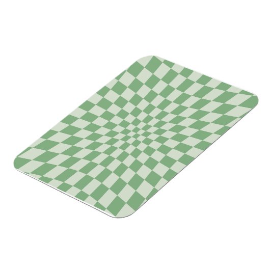 Green Distorted Checkerboard Pattern マグネット (左側)