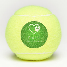 Green Dog Name Tennis Ball 'toss, fetch, repeat' テニスボール