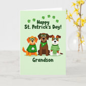Green Dog Shamrocks Grandson Card カード (黄色い花)