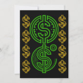 Green Dollar Symbol - Gold Dollar Icon 招待状 (正面)