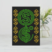 Green Dollar Symbol - Gold Dollar Icon 招待状 (スタンド正面)