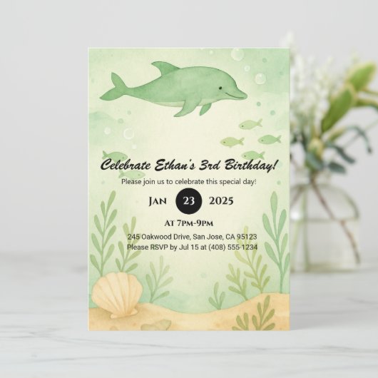 Green Dolphin & Undersea Garden Birthday  招待状 (スタンド正面)