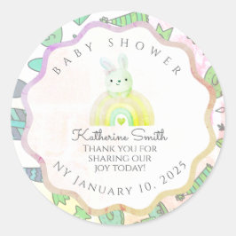 GREEN donuts pastel babyshower BUNNY ラウンドシール