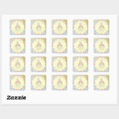 GREEN donuts pastel babyshower BUNNY cute スクエアシール (シート)