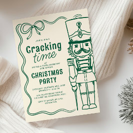 Green Doodle Nutcracker Christmas Holiday Party 招待状