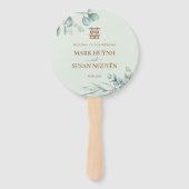 Green Double Happiness Wedding Program & Timeline ハンドファン (正面)