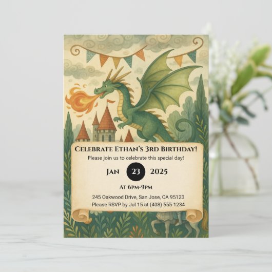 Green Dragon and Knight in Enchanted Birthday 招待状 (スタンド正面)