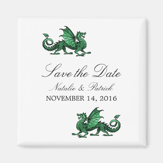 Green Dragon Save the Date Magnet マグネット (正面)