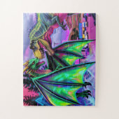 Green Dragon vs Dinosaur ジグソーパズル (縦)