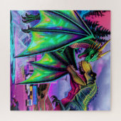 Green Dragon vs Dinosaur ジグソーパズル (横)