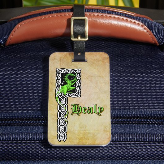 Green Dragon With Celtic Border Personalized ラゲッジタグ (正面インサイチュ2)