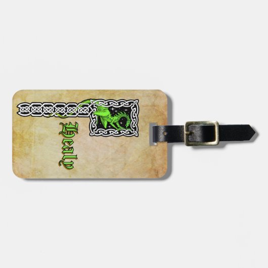 Green Dragon With Celtic Border Personalized ラゲッジタグ (正面横)