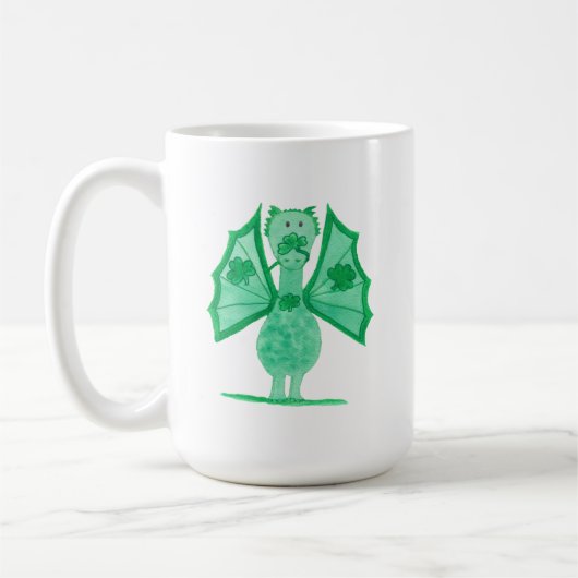 Green Dragon With Shamrocks コーヒーマグカップ (左)