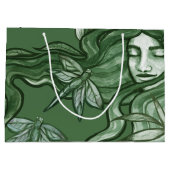 Green Dragonfly Goddess Art Dragonflies     ラージペーパーバッグ (裏面)