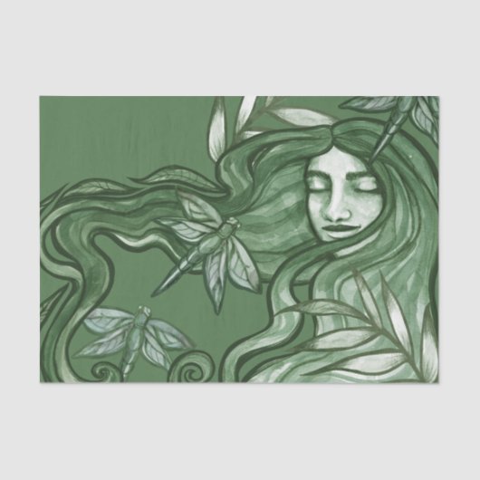 Green Dragonfly Goddess Art Dragonflies            薄葉紙 (正面)