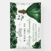 Green Dress Blonde Princess Floral Quinceanera 横断幕 (縦)