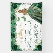 Green Dress Blonde Princess Floral Quinceanera 横断幕 (縦)