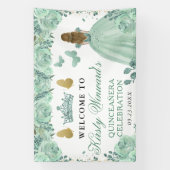 Green Dress Blonde Princess Floral Quinceanera 横断幕 (縦)