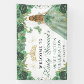 Green Dress Blonde Princess Floral Sweet 16 横断幕 (縦)