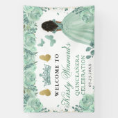 Green Dress Dark Skin Princess Floral Quinceanera 横断幕 (縦)