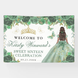 Green Dress Dark Skin Princess Floral Sweet 16 横断幕