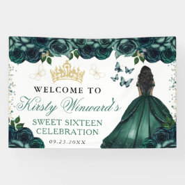 Green Dress Dark Skin Princess Floral Sweet 16 横断幕
