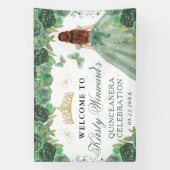 Green Dress Red Haired Princess Floral Quinceanera 横断幕 (縦)