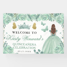 Green Dress Red Haired Princess Floral Quinceanera 横断幕