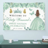 Green Dress Red Haired Princess Floral Sweet 16 横断幕 (トレードショー)