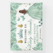 Green Dress Red Haired Princess Floral Sweet 16 横断幕 (縦)