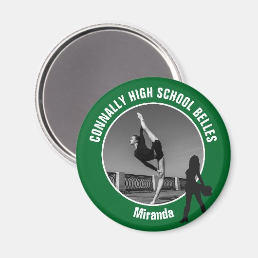 Green Drill Team Photo High School Dancer マグネット (正面/裏面)