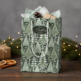Green Earth Christmas Pattern#6 ID1009 ミディアムペーパーバッグ