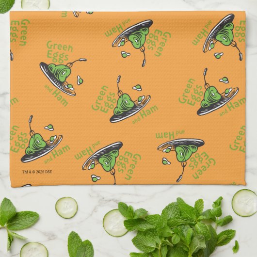 Green Eggs and Ham Pattern キッチンタオル (折り畳み)