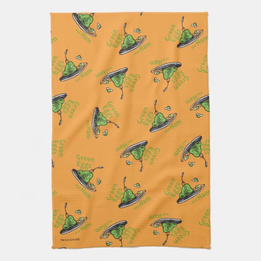 Green Eggs and Ham Pattern キッチンタオル (縦)