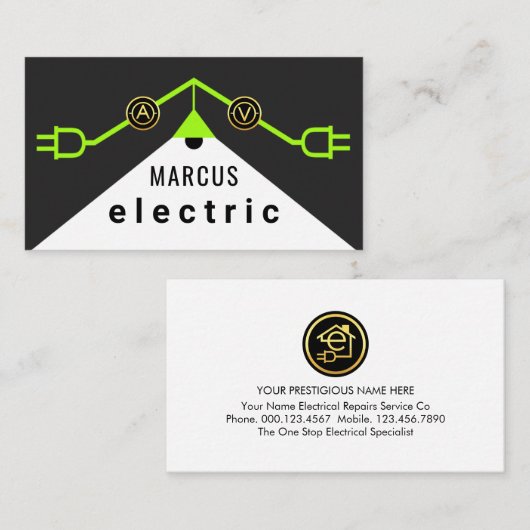 Green Electrical Rooftop Wiring Frame 名刺 (正面/裏面)