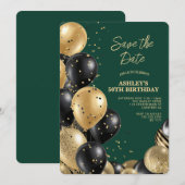 Green Elegant 50th Birthday 招待状 (正面/裏面)