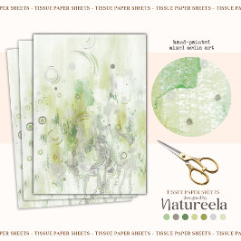 Green Elegant Abstract Decoupage Tissue Paper 薄葉紙