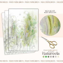 Green Elegant Abstract Decoupage Tissue Paper 薄葉紙