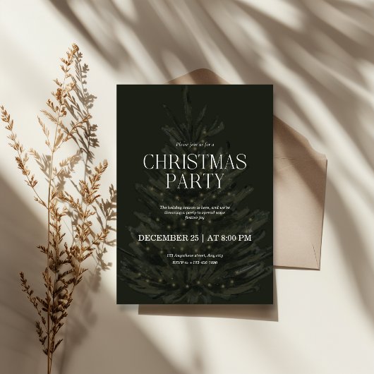 Green Elegant Christmas Holiday Party 招待状