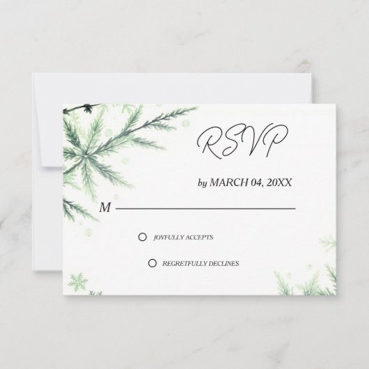 Green Elegant Classic Wedding RSVP (正面)